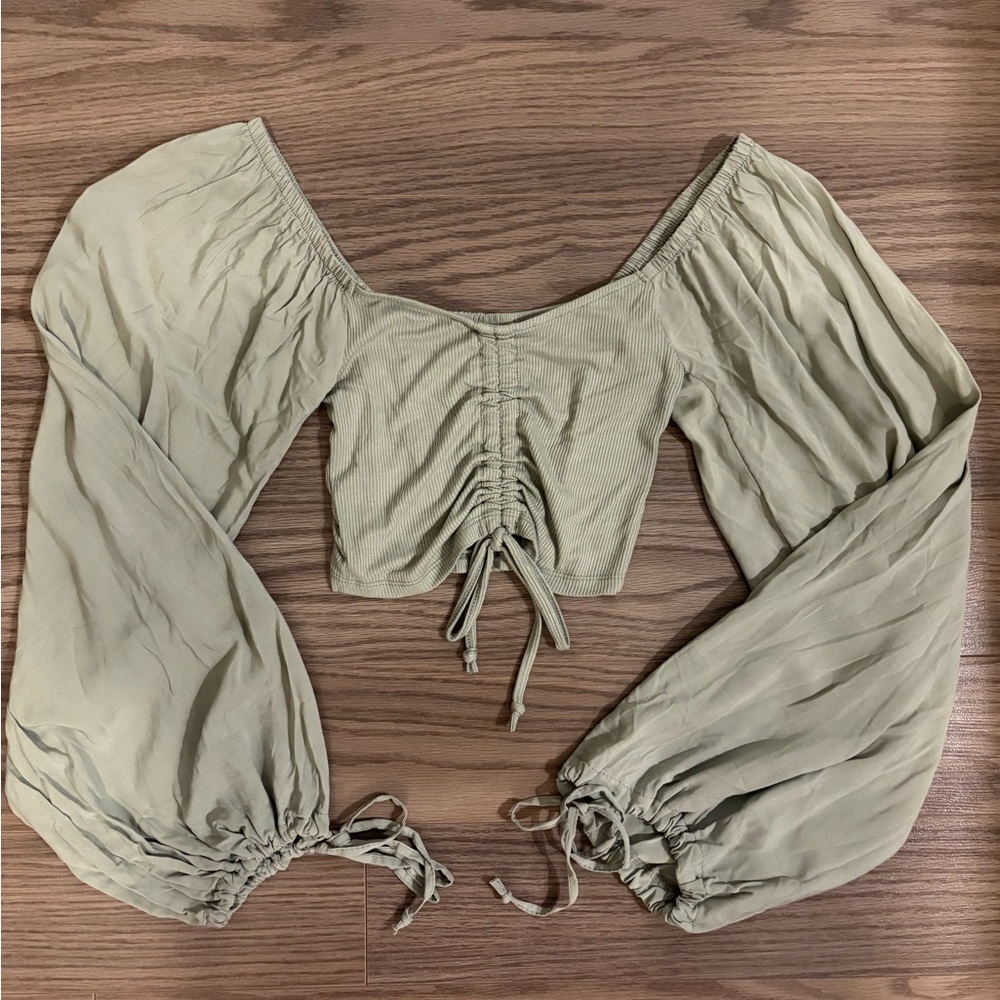 Ardene Sage Green Ruched Blouse